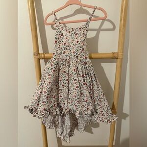 Girls White Floral Asymmetrical Sundress